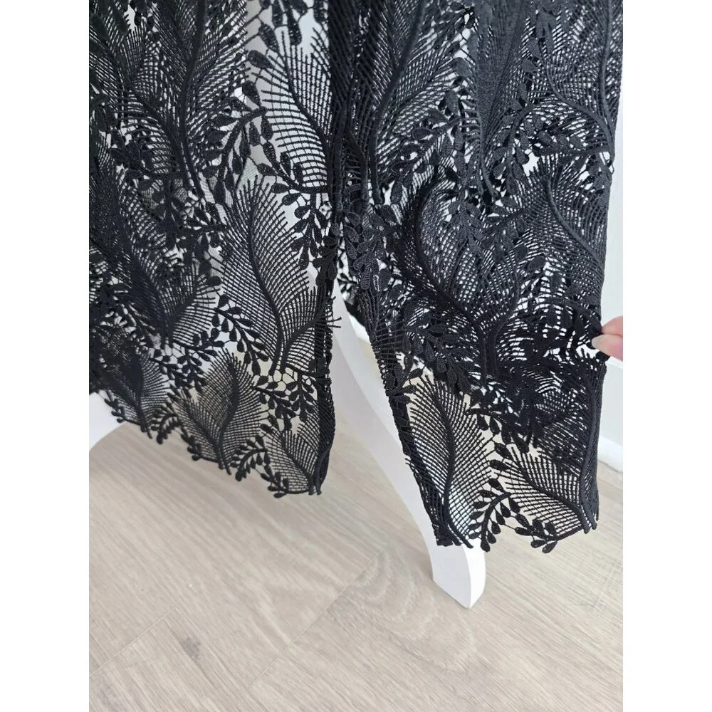 Diane Von Furstenberg Lace Embroidery Overlay Sheer Sheath Dress 8 M Black - Picture 11 of 11